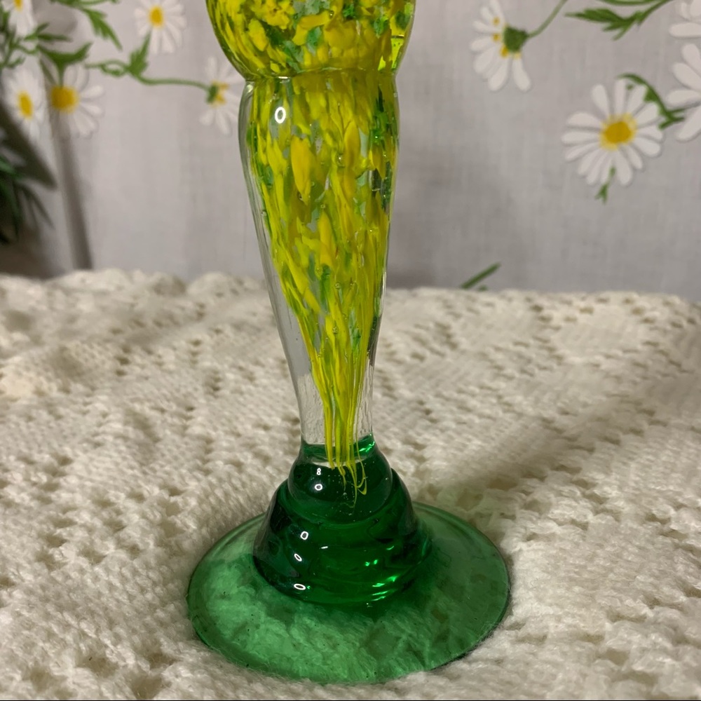 Vintage hand blown glass speckle green orange rose decorative art glass - Picture 6 of 8